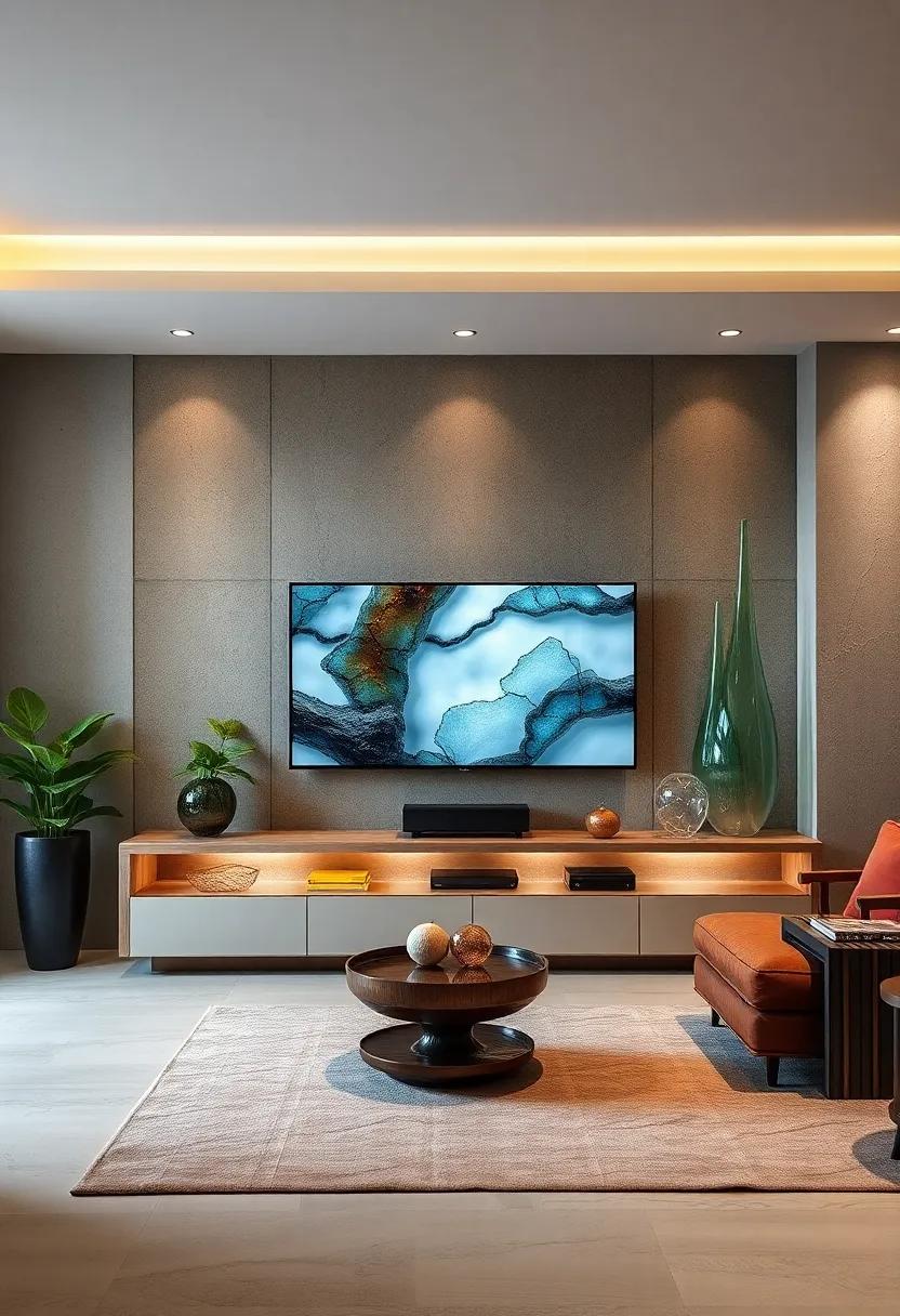 Artistic Expression: Uncover a uniquely⁣ designed TV unit where artistic glass sculptures ‍serve both as functional elements⁣ and⁣ stunning conversation starters