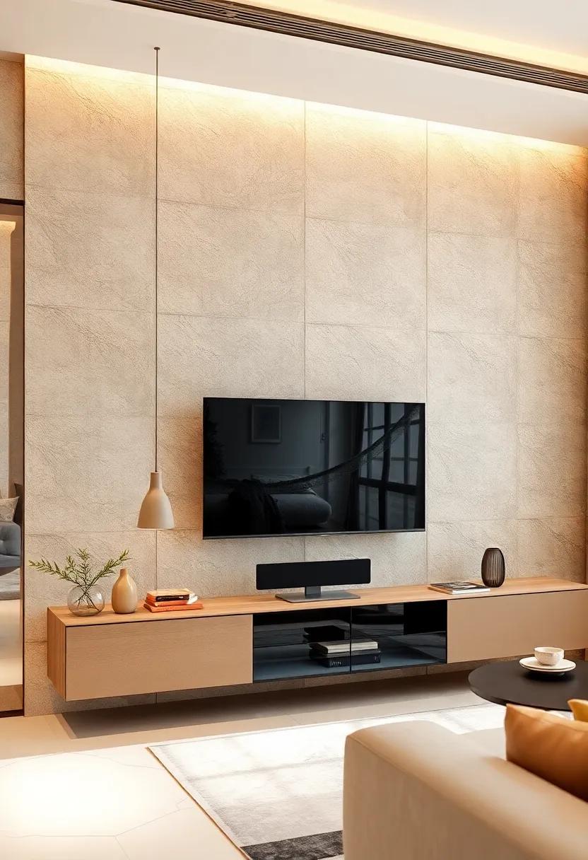 Floating Illusions: Explore the allure of a floating TV unit that uses glass elements⁢ to⁢ create a sense of weightlessness, enhancing the volume of your ​room
