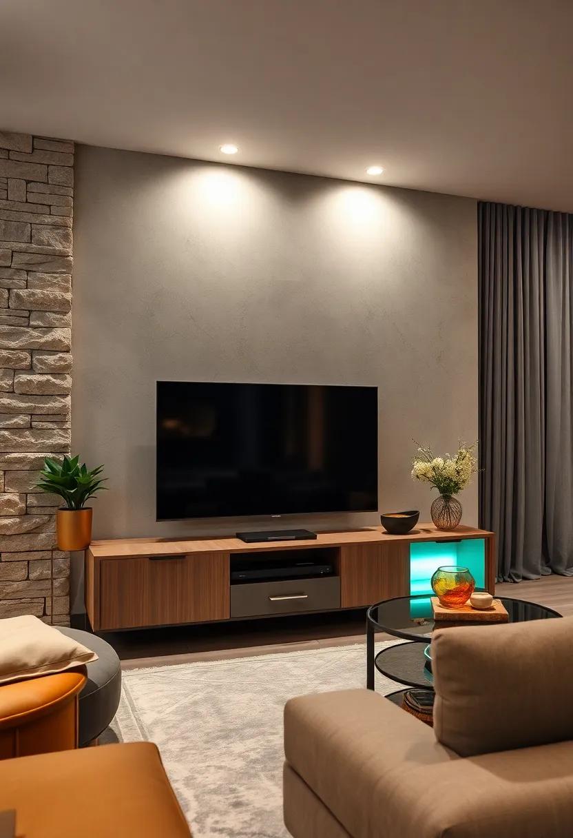 LED Illumination: Enlighten your viewing experience with a TV unit that features backlit glass elements, adding a stylish glow that elevates the mood