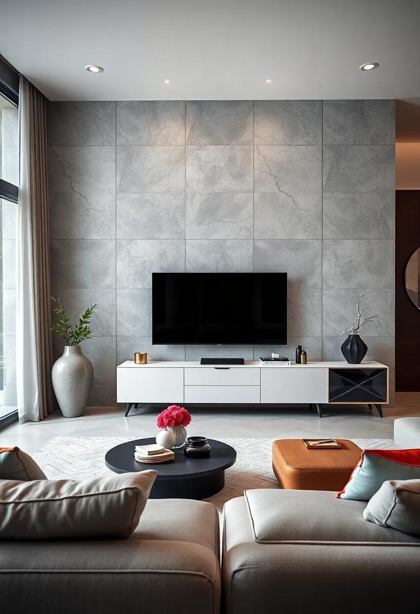 Monochromatic Modernity: A black and⁢ white TV unit that incorporates glossy glass and matte finishes,⁤ perfect for making ‍a bold statement in ​your contemporary home