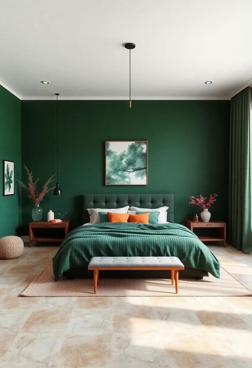 Deep Forest green: Transform your bedroom into a peaceful woodland retreat with deep forest⁣ green, creating a cozy atmosphere surrounded by nature