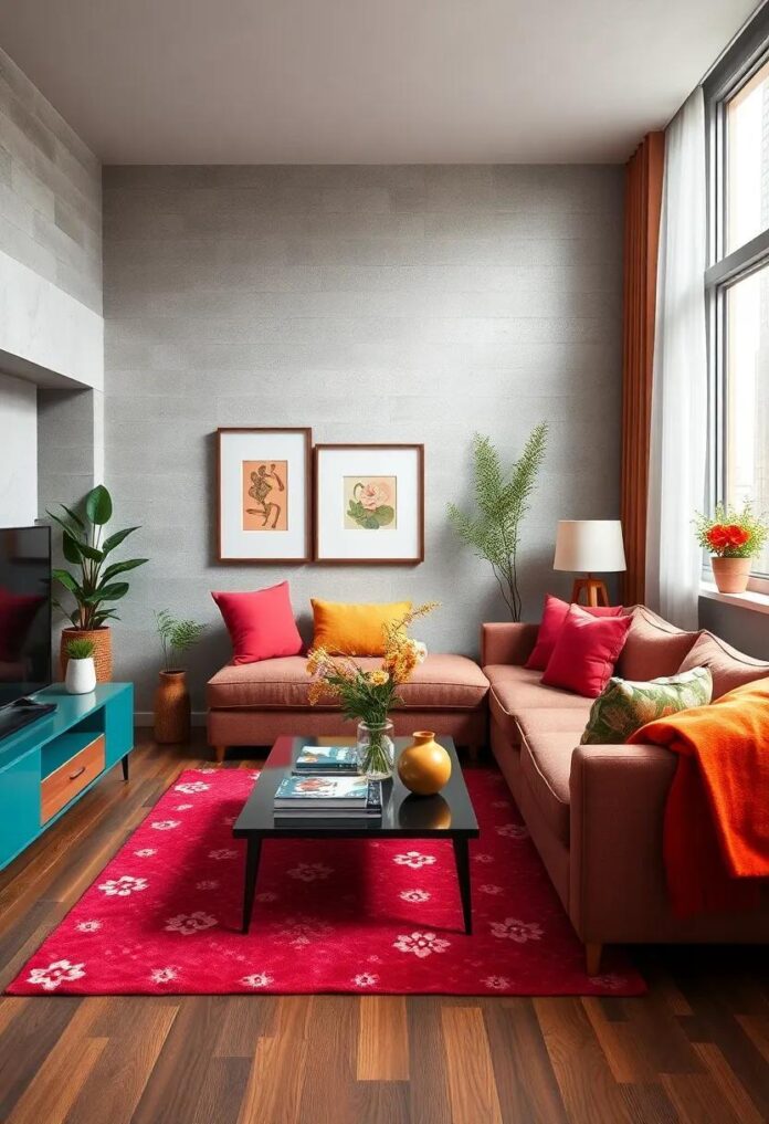 25 Inspiring Small Apartment Living Rooms with Vibrant Pops of Color to Brighten Your Space