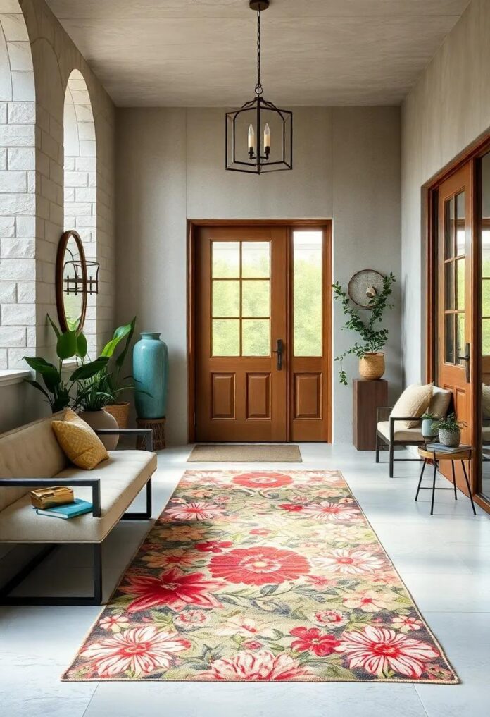 23 Charming Grandmillennial Entryways Featuring Timeless Floral Rugs to Inspire You