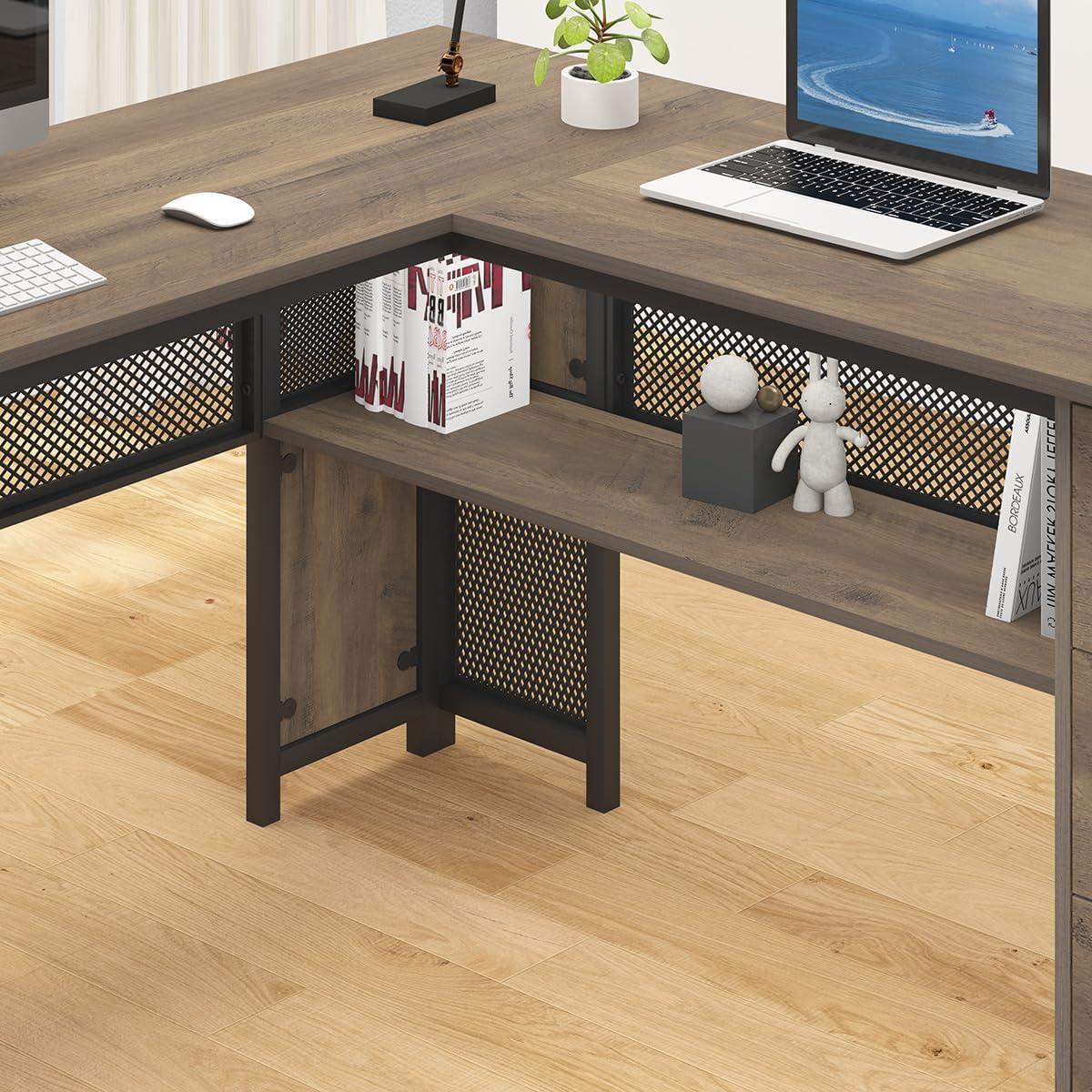 Our Take on the HSH Rustic L-Shaped ​Desk: Space &⁢ Storage Win