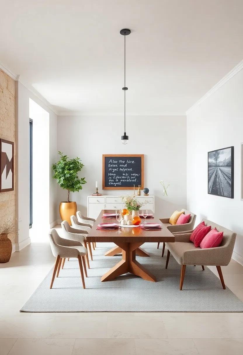 Chalkboard ‍Accents: Use a chalkboard wall or framed chalkboard for a creative touch where guests can leave messages or notes, ‍enhancing a personalized ‌dining⁢ atmosphere