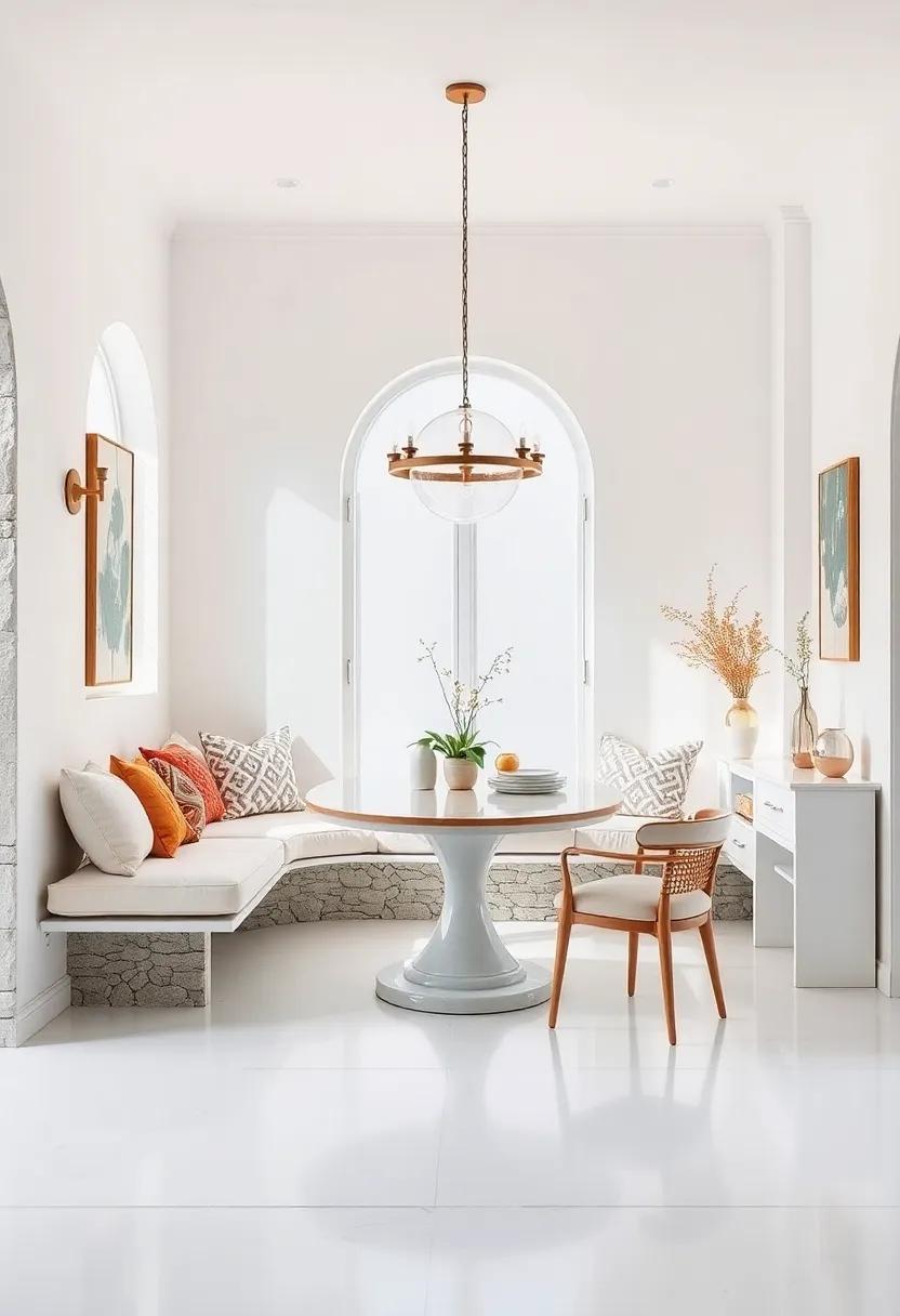 Dining Nook: Create a cozy all-white dining nook with ​plush seating and soft cushions, making it an⁤ inviting spot for casual meals and morning coffees