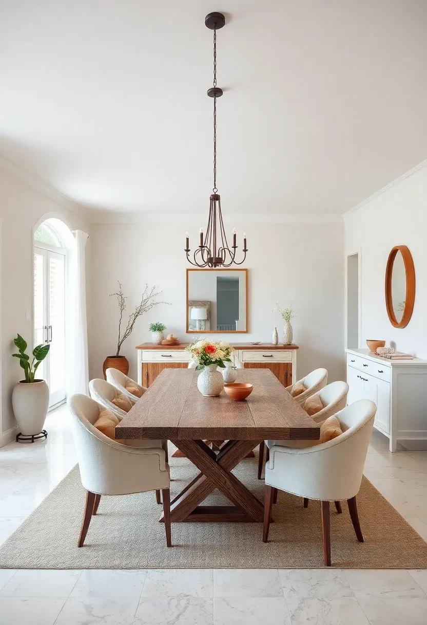 Rustic Elegance: ⁣Blend contemporary⁣ white furniture with⁢ reclaimed ⁣wood accents, such as‌ a weathered buffet or table, to introduce a balance of rustic charm and modern elegance