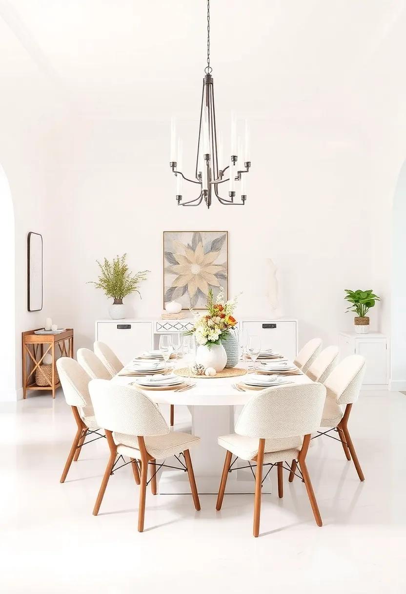 Seasonal Decor: Adapt your all-white dining room ⁢decor for ⁣each season with interchangeable white-themed centerpieces,such⁢ as pinecones in winter or seashells in summer