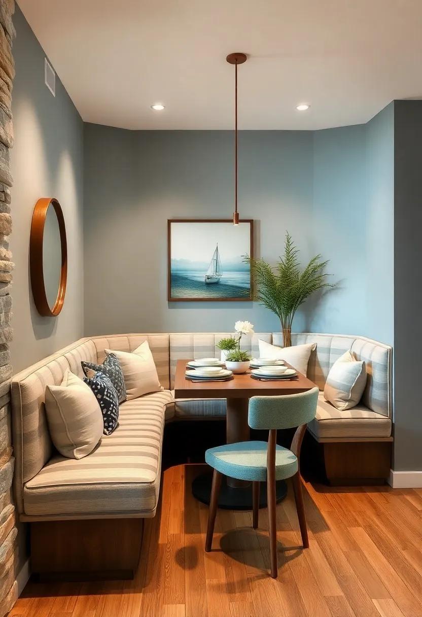 nautical ​Escape: Create a coastal ‍vibe ⁢with a banquette ​adorned in ocean hues and striped​ patterns for a fresh, breezy dining ⁢experience