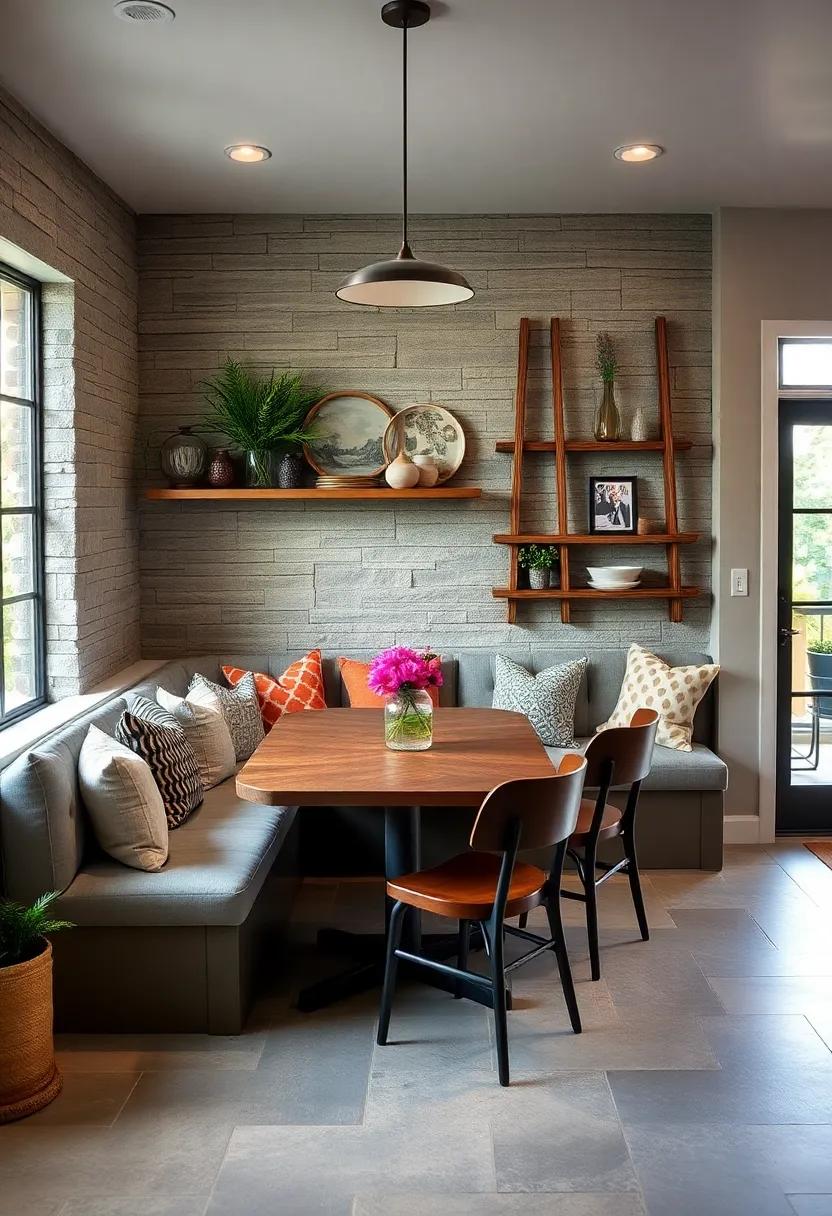 Rustic Ladder Accents: Incorporate wooden ‍ladder shelves alongside your banquette for a practical yet stylish way⁢ to display decor or store cookbooks