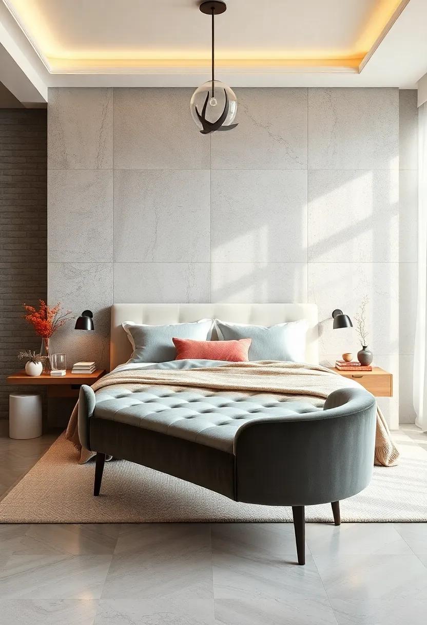 Cozy Up with ‍a ‌Curved Velvet Bench: A soft touch of luxury can be added to your bedroom with a ⁢curved⁤ velvet bench⁢ that offers both comfort and elegance, ⁤perfect for lounging or adding a pop of⁢ color