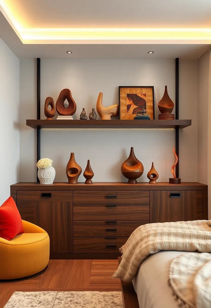 Wooden Carved Sculptures: Bring in organic texture and warmth with handcrafted wooden sculptures in natural or stained finishes