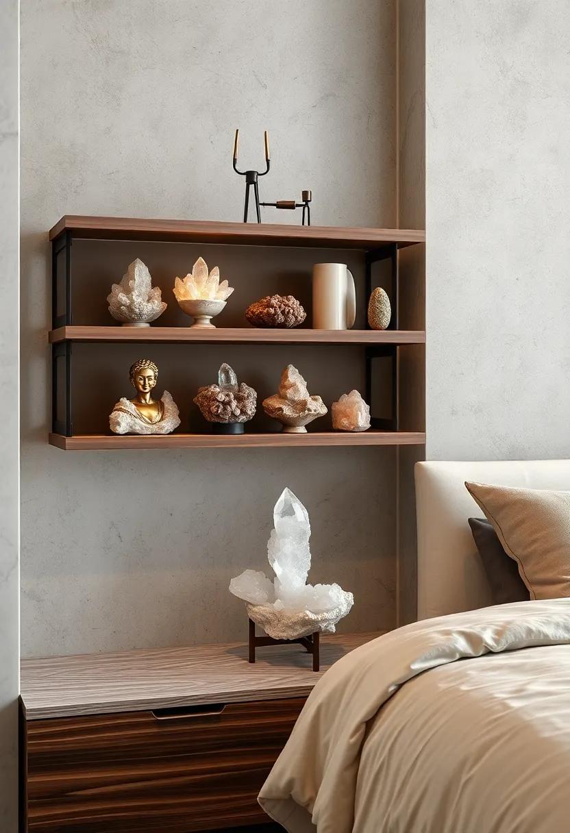 Crystal and Quartz Formations: Elevate energy with natural crystal clusters that catch light and promote calmness in the room