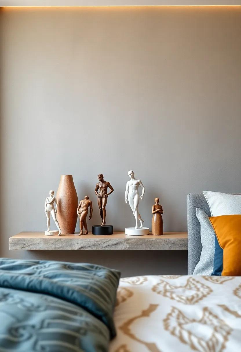 abstract Geometric Figures: Introduce modern artistry with abstract geometric sculptures in matte finishes for a sleek, contemporary look