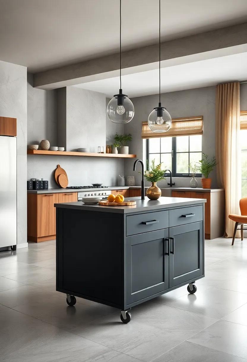 Compact Black Island ⁤on Casters ⁤for Flexible Kitchen arrangement