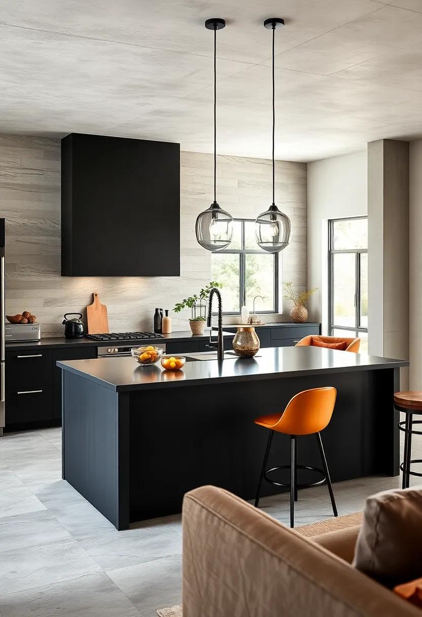 Two-Tier⁤ Black Island combining Breakfast ​Bar⁣ and Prep⁤ Space