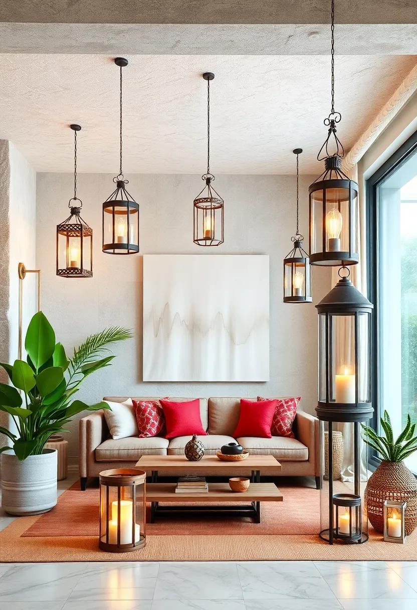 Tiered Lantern Displays: Create visual interest by stacking and arranging various lantern styles together for a layered ‌effect