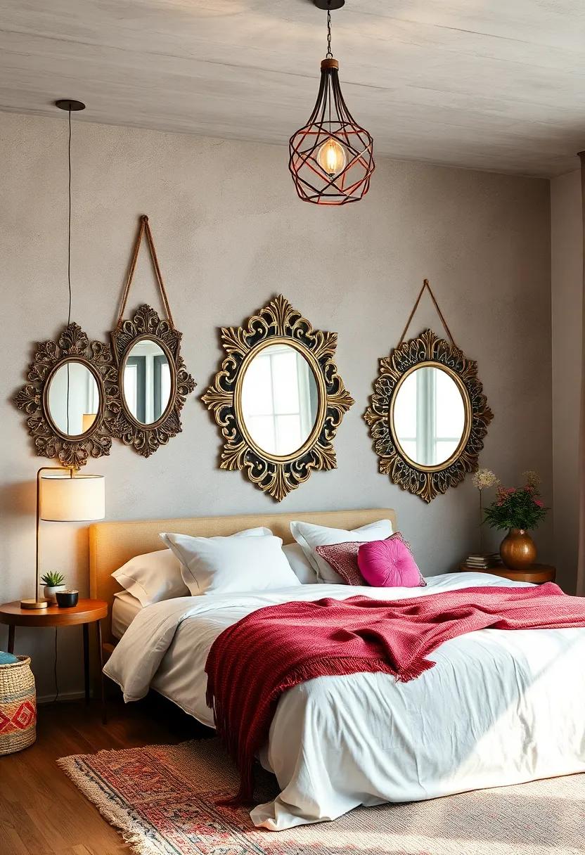 Artistic Mirrors:⁣ Hang unique,​ ornate mirrors to reflect ⁢light and create ⁤an illusion ⁢of ⁣space ‌while ⁣adding a touch of bohemian charm
