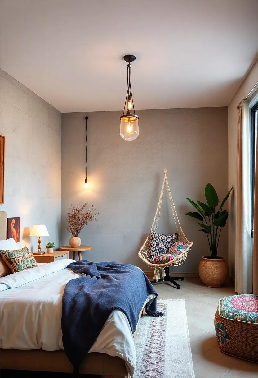 Cozy Nooks: ‌create a reading ‌or lounging nook by placing a hammock chair or poufs adorned with vibrant patterns in a corner of‍ your‌ room