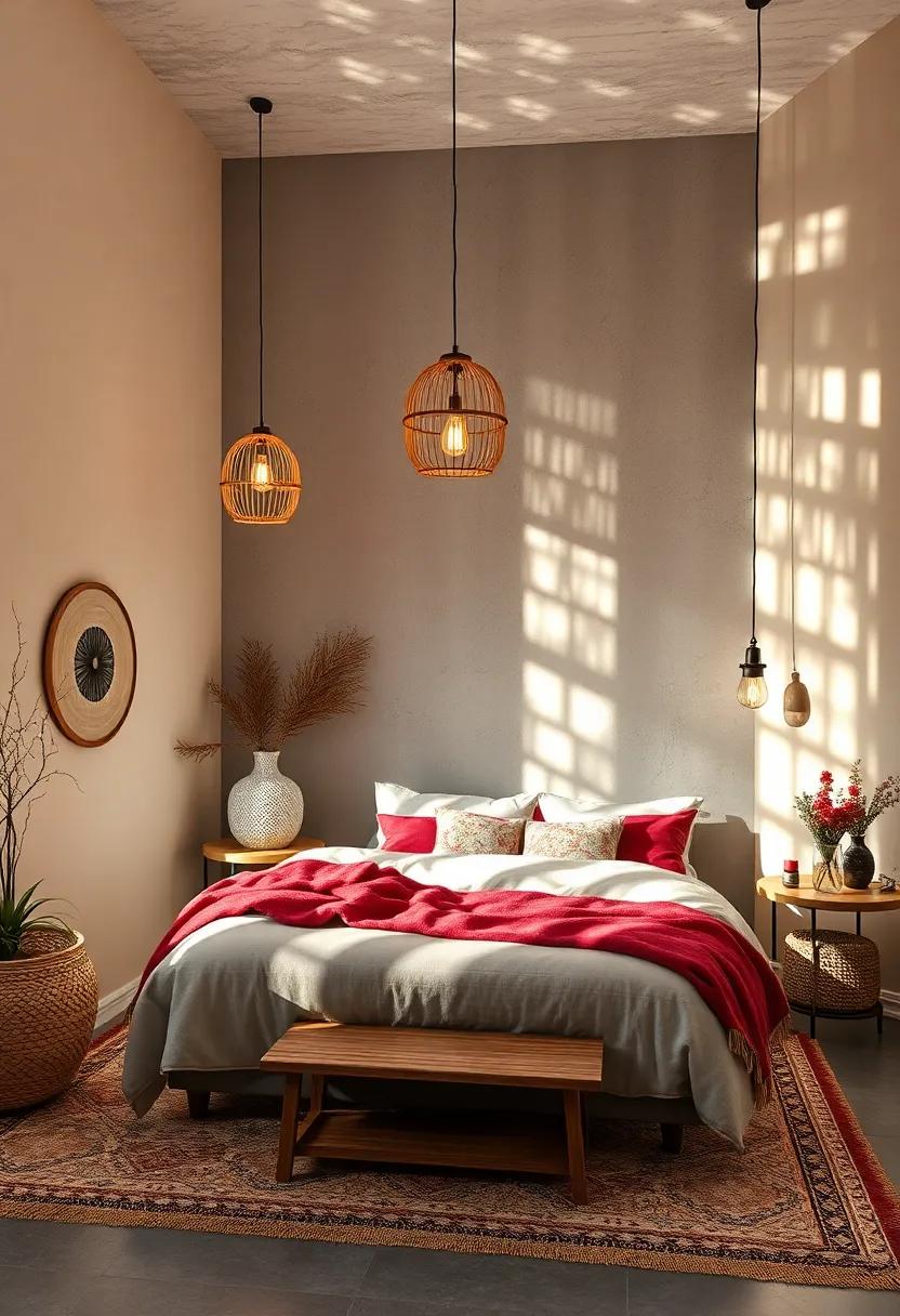 Dappled Light​ Play: Choose hanging lights ⁣that⁤ cast interesting shadows on the walls, adding depth and drama to your bohemian ⁣retreat