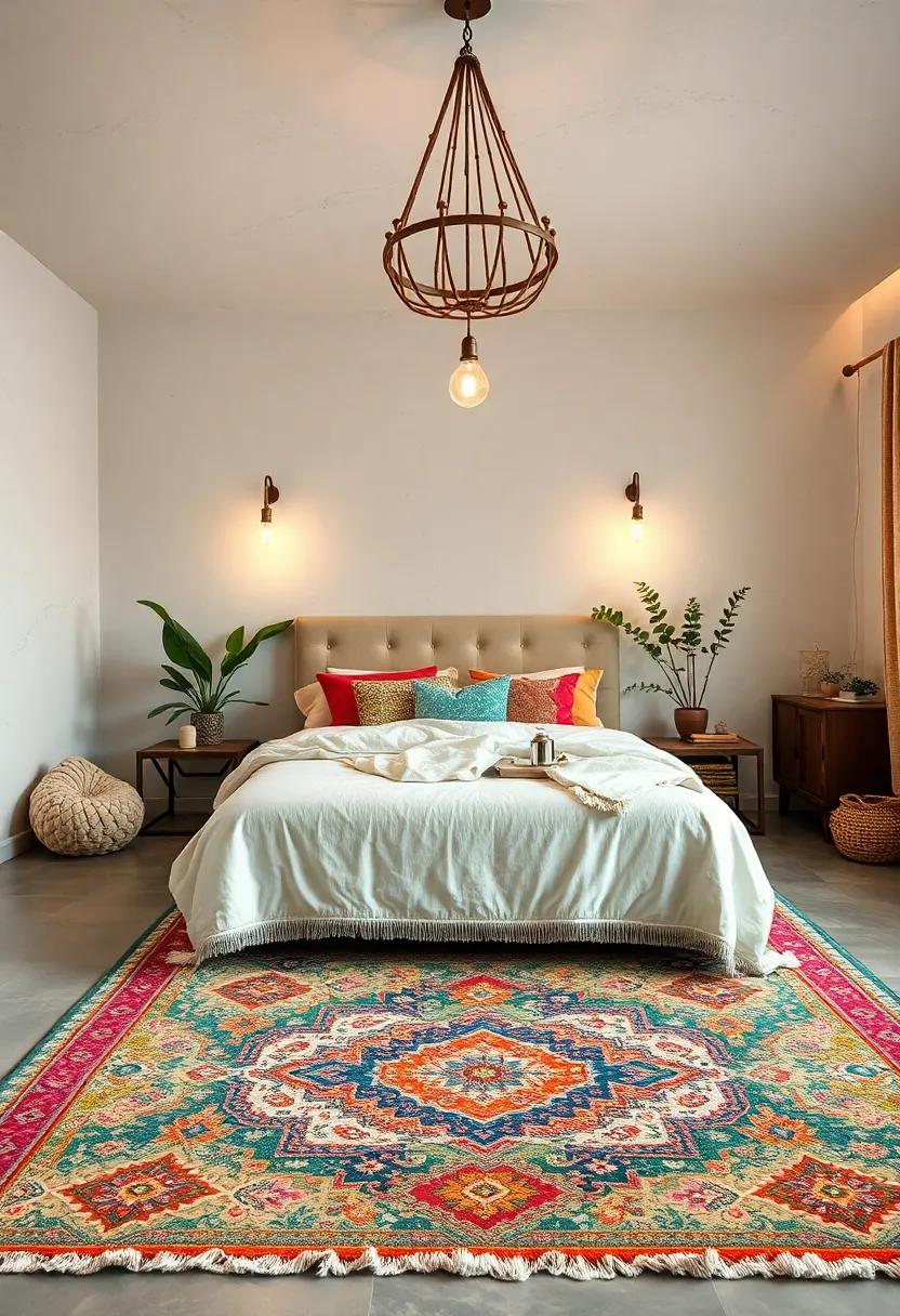 Dreamy Colorful ‌Rugs:​ Layer patterned,vibrant⁢ area ⁣rugs to add warmth underfoot and‌ tie your space together while accentuating the bohemian aesthetic