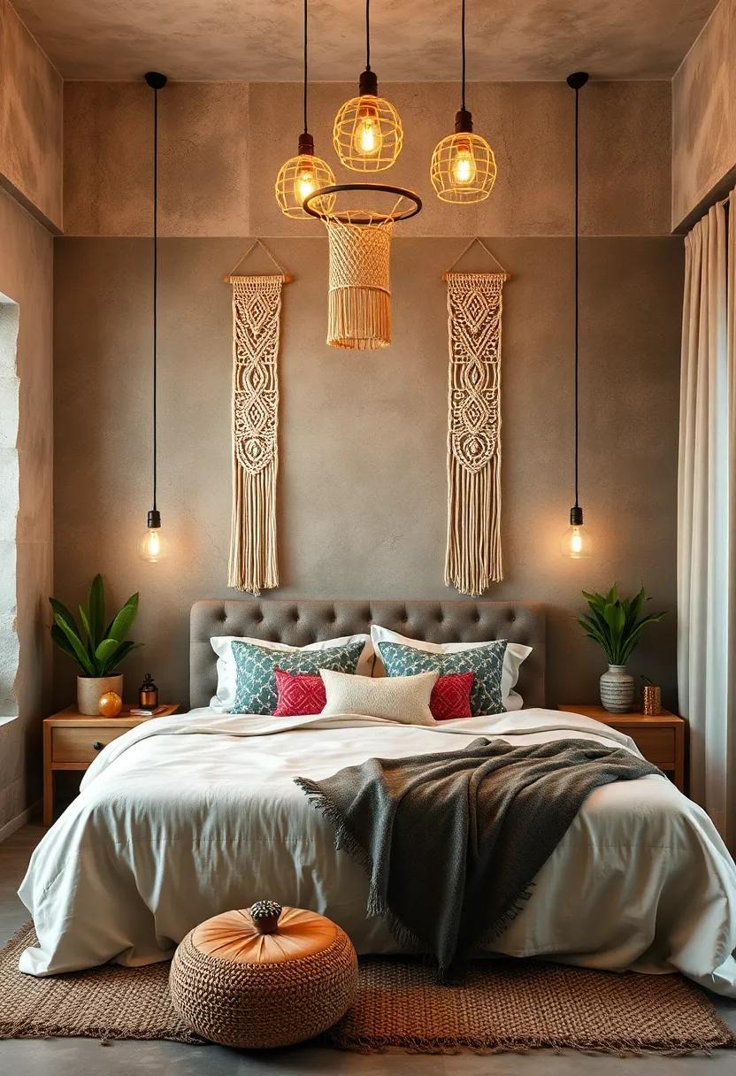Macramé‍ Magic: Hang intricate ‌macramé wall hangings above ‌your bed or bedside table to add ‍a boho-chic statement⁢ while complementing⁤ your hanging lights