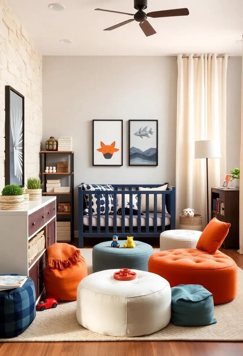 Storage‌ Ottomans: ⁣select⁢ multi-purpose ottomans‍ that provide seating ⁢while ‍concealing ‍toys inside, ‌keeping the room tidy and stylish