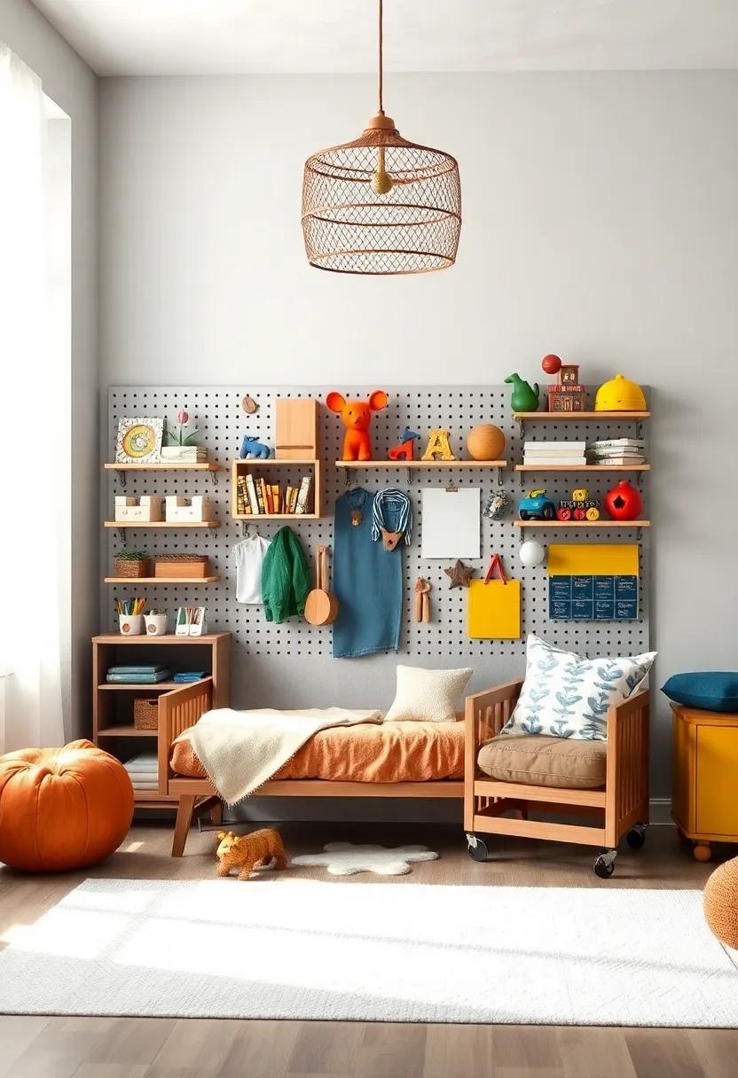 Pegboard wall Organizers:‌ Create ⁢a functional and​ playful wall⁣ with‌ pegboards⁤ that can⁢ hold toys, games, and art supplies, ‌while allowing⁤ for⁢ easy​ customization