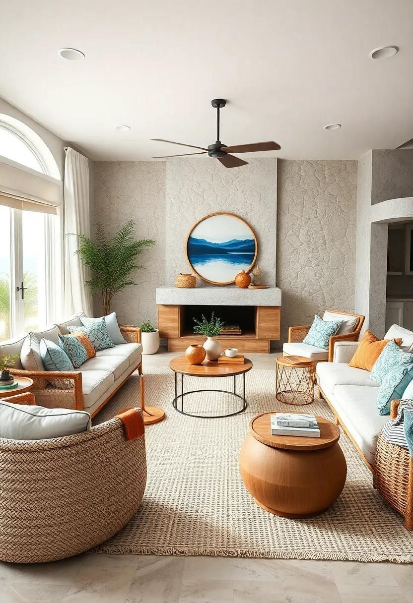 Layer woven rugs‌ in natural⁢ fibers such as jute or sisal to anchor ⁤your coastal living space
