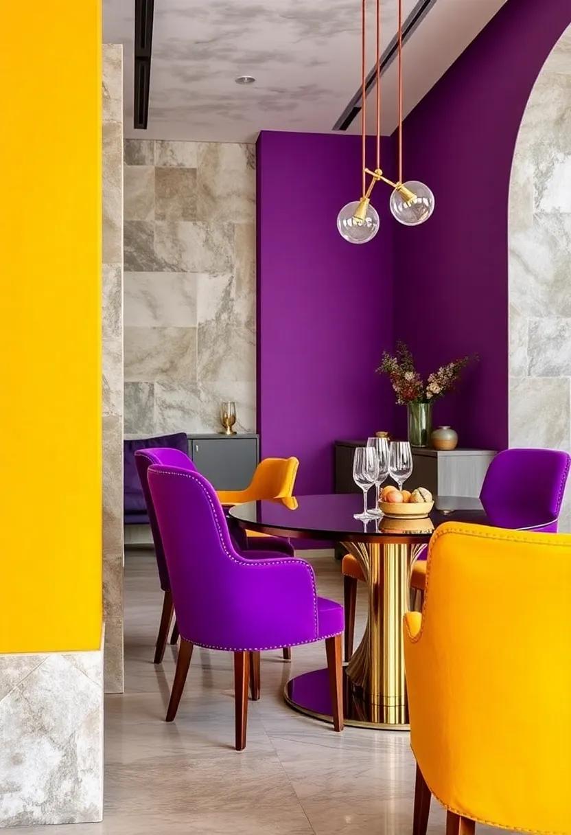 Deep Purple: For a touch of elegance, consider deep purple chairs that add a regal flair while maintaining a modern edge