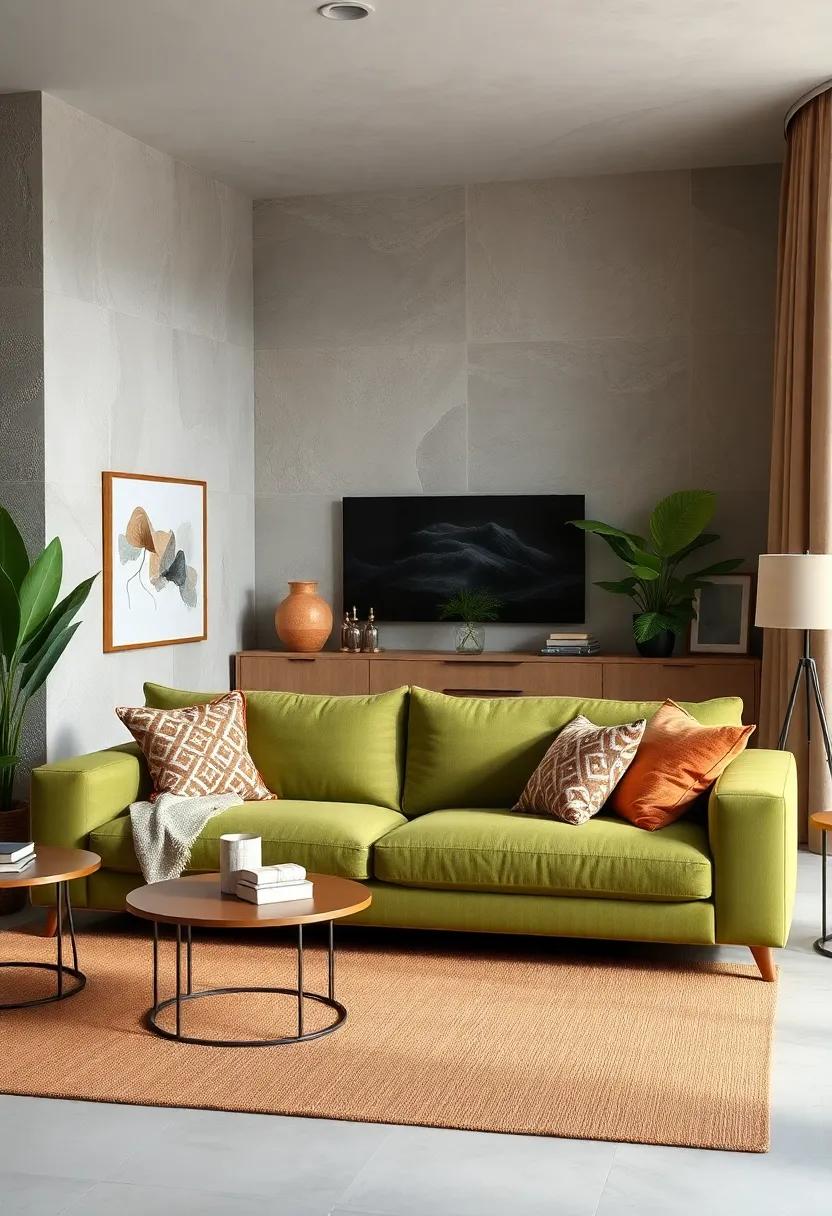 Incorporate a Statement Olive Green Sofa