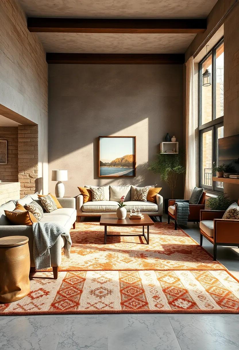 use Earthy Area‍ Rugs to Define spaces