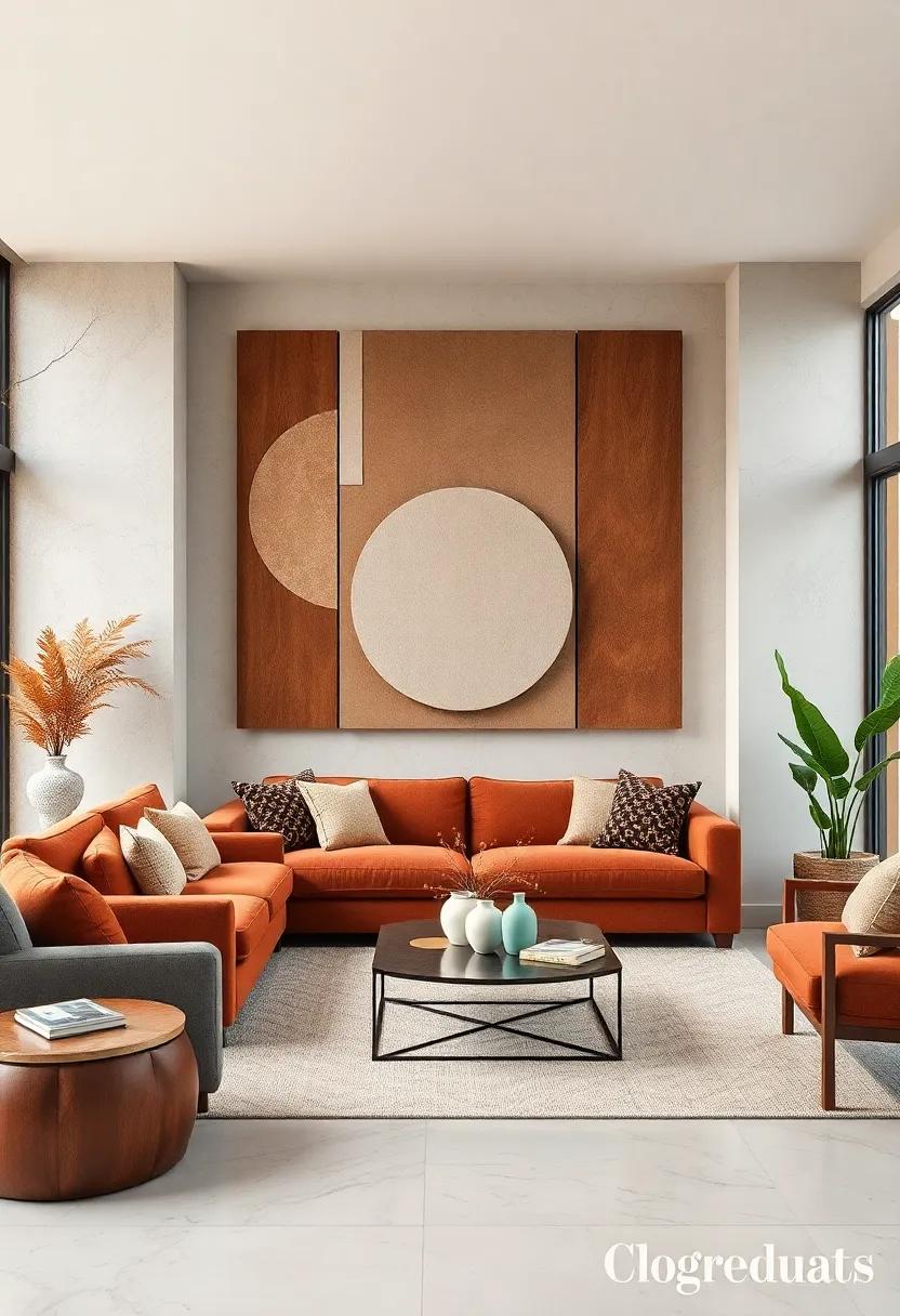 Create Depth with Layered earth-tone Wall ‌Décor