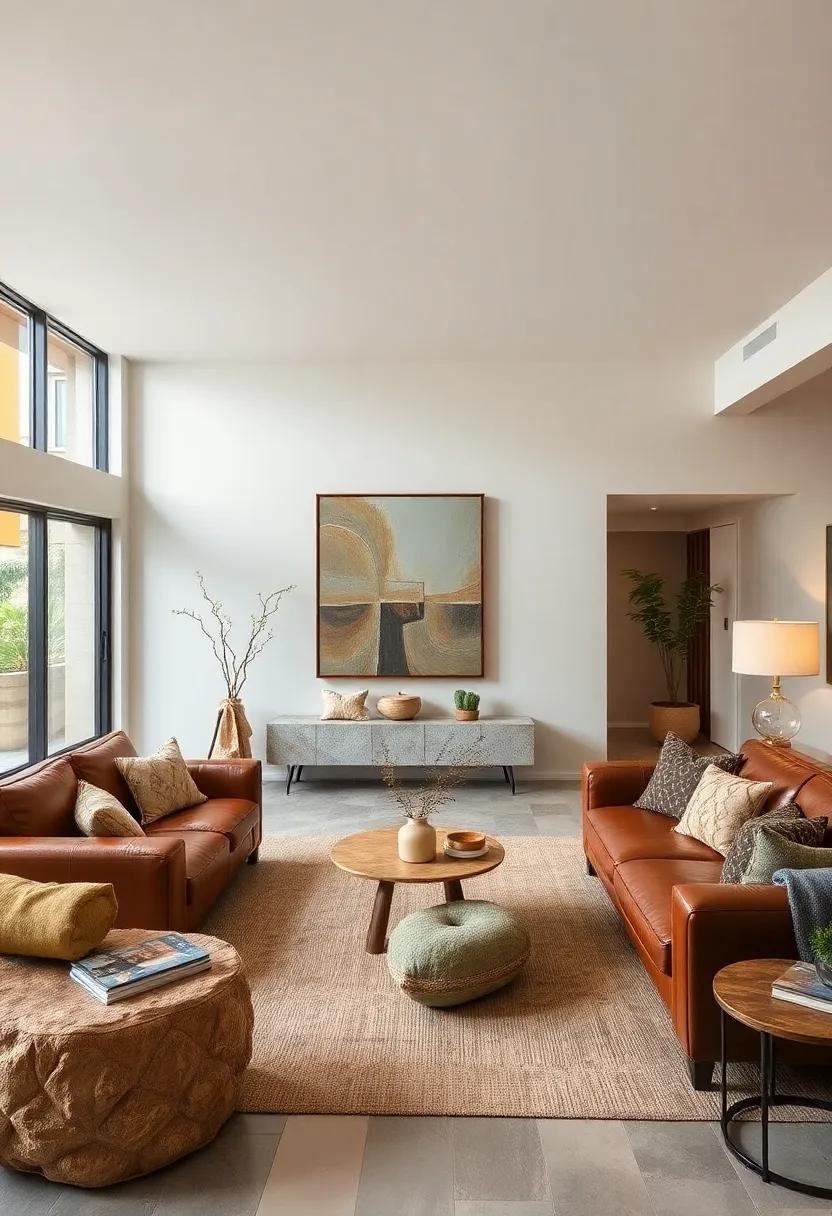 Integrate Natural Stone: Consider ⁤stone coffee tables or decorative accents ‌to introduce ⁤a rugged, earthy element alongside your leather