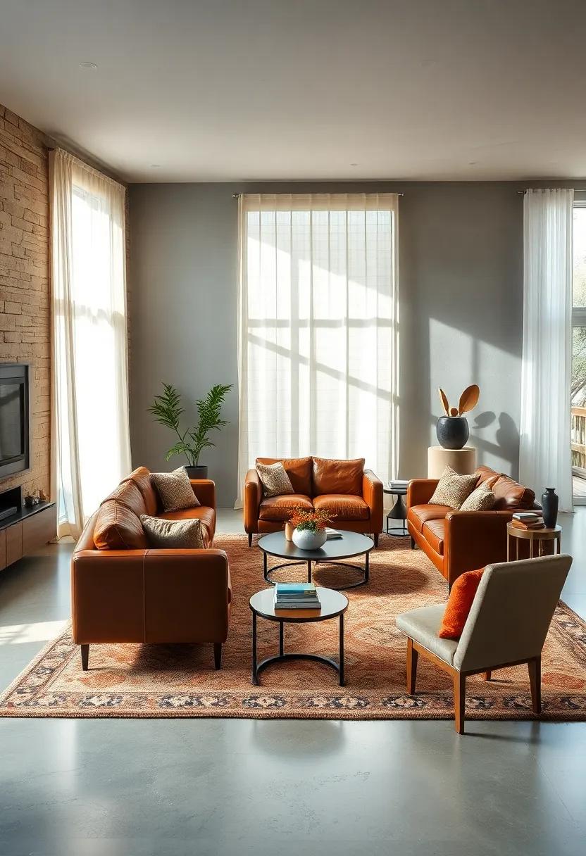 Feature a Statement⁣ Rug: Select a large area rug with ⁤earthy tones or⁣ natural fibers to ground your space and define the living area