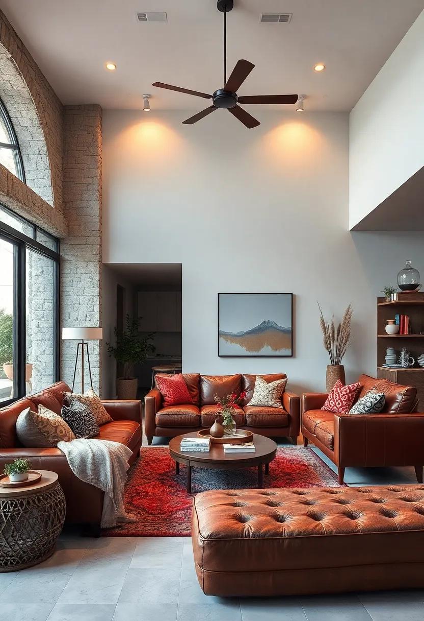 Incorporate Warm Lighting: Use warm-toned bulbs in lamps and fixtures to enhance the comforting atmosphere and highlight leather's richness