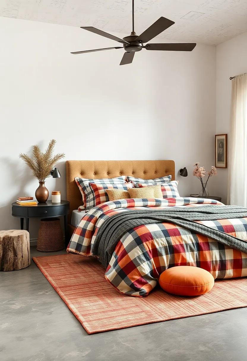 Mix and match your bedding patterns by​ alternating stripes and ⁣checks for a dramatic yet ⁣cohesive look