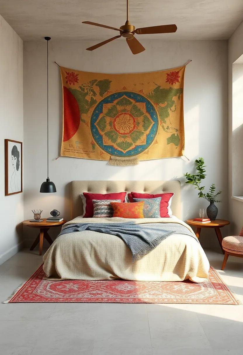 Display retro textiles as​ wall art, using ​old tapestries or fabric remnants‌ to warm up ⁣your bedroom walls