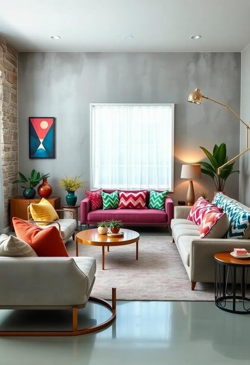 Bold Stripes and Chevron: Use wide stripes or chevron‌ patterns in ⁣saturated retro shades on cushions or wall art to‌ energize the room