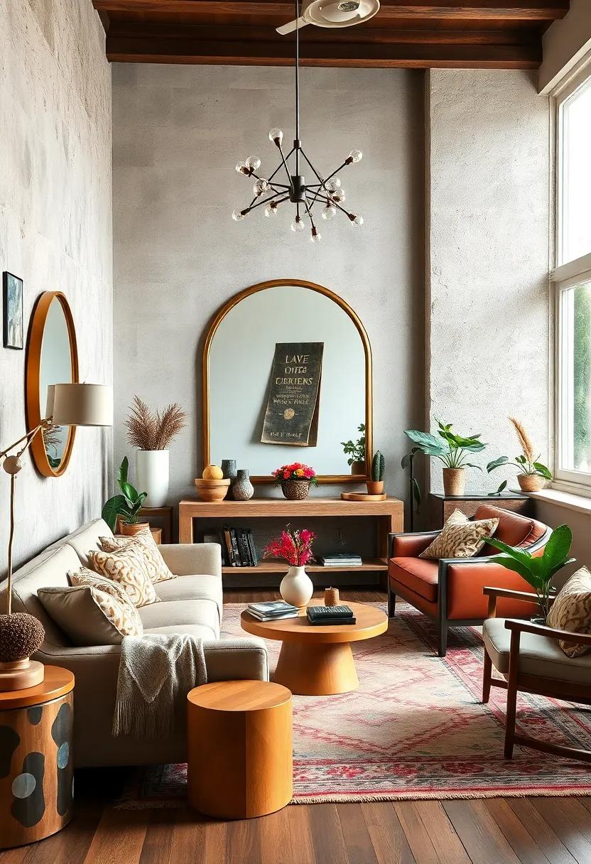 Experiment with⁤ Mirrors:⁣ Use retro-style ​mirrors to⁣ enhance light and space, reflecting the various bohemian accents throughout the room while ‌tying together measures of both ⁢styles seamlessly