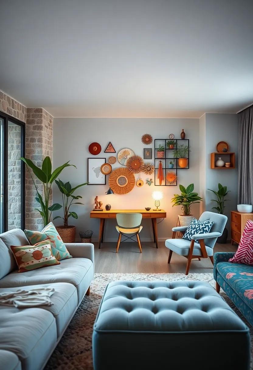 create Multi-Functional Areas: Design spaces that can be both stylish and practical, featuring a sleek mid-century⁢ desk alongside boho-inspired wall organizers to blend ‌form ⁤with function