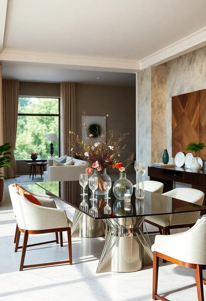 Use clear or colored glass vases filled with simple branches or flowers as understated centerpieces
