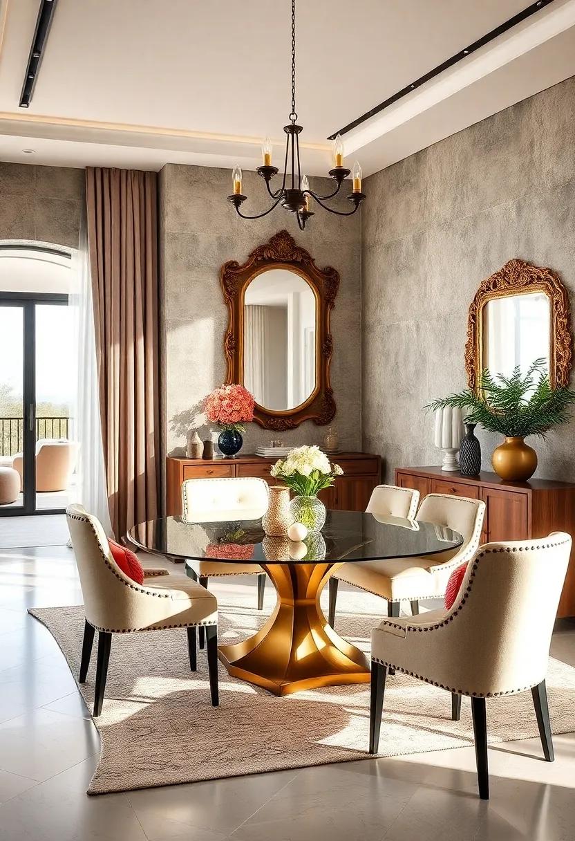 Add⁢ a vintage or ornate mirror⁣ on one ‍wall⁣ to enhance light and‌ expand the visual space