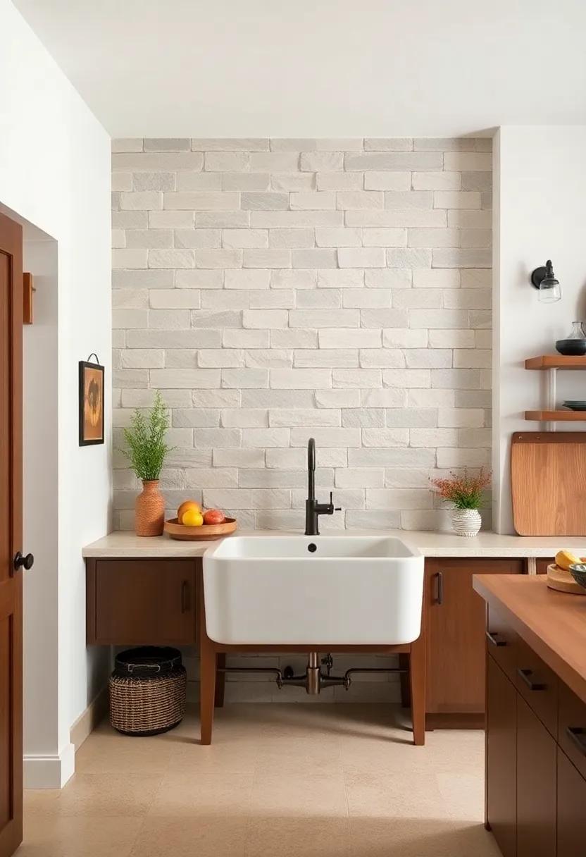 Farm-Style Wash Basin: ⁢Use a vintage-style sink as a bold accent feature, ‌complemented⁢ by unique wall-mounted fixtures
