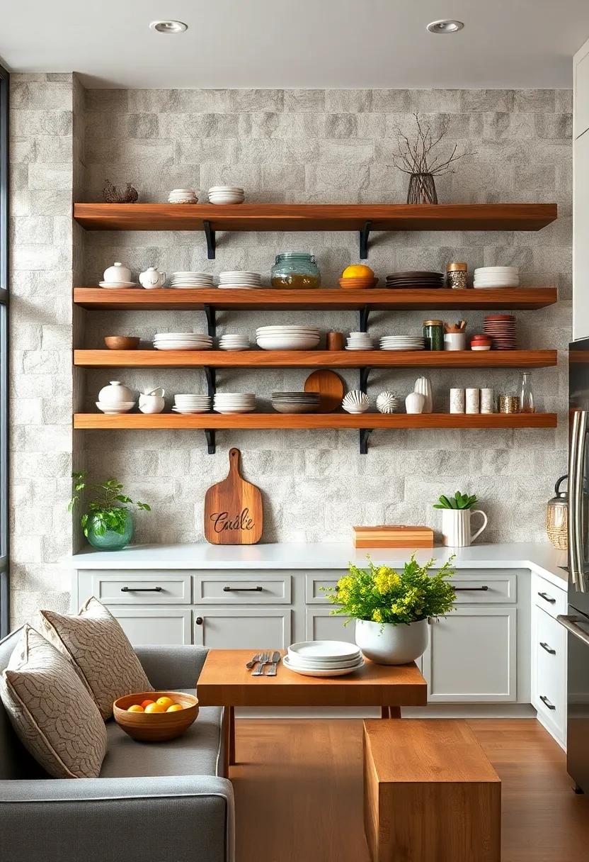 Open⁢ Shelving:⁢ Showcase your favorite⁣ dishware or cookbooks⁢ on wooden ‍or metal shelves ‍that add both‌ character and convenience