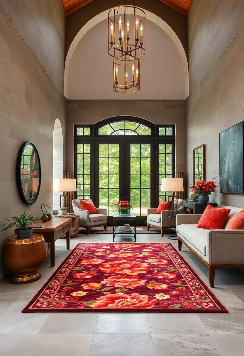 Classic floral designs on ​a wool rug combine durability‌ with a touch of grandmillennial ‍style