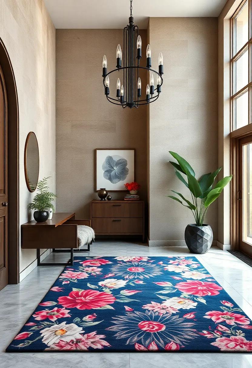 Deep jewel-toned florals bring depth and luxury⁢ to a small entry nook