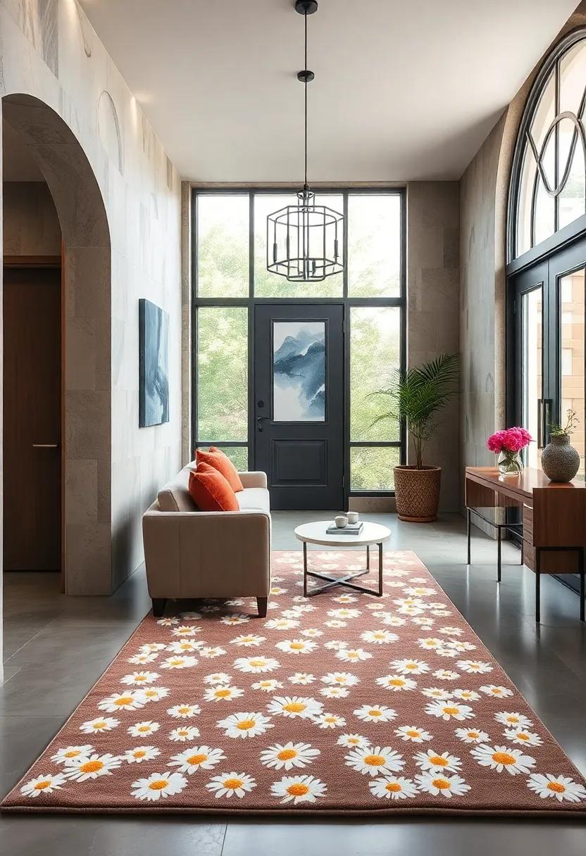 Whimsical daisies on‌ a ‌muted background rug evoke charm without overwhelming the space