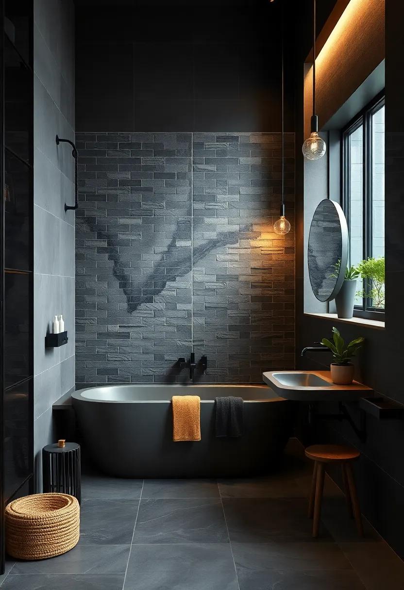 Artistic Appeal: Use​ dark tile murals or statement art pieces to draw the eye ⁢in, combining practicality with creativity for a refreshing take on bathroom aesthetics