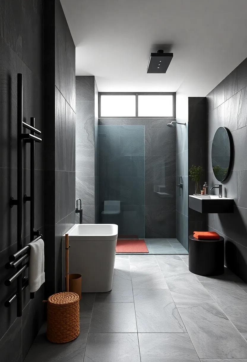 Futuristic Touches: Incorporate integrated⁤ appliances in ‌dark finishes, like heated​ towel ‍racks and‍ tech-savvy toilets,‌ to‍ keep your industrial bathroom sleek and modern